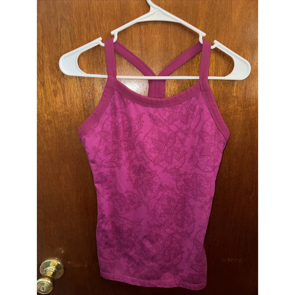 Lululemon Womens Pink Purple Floral Racerback Tank Top Size Medium